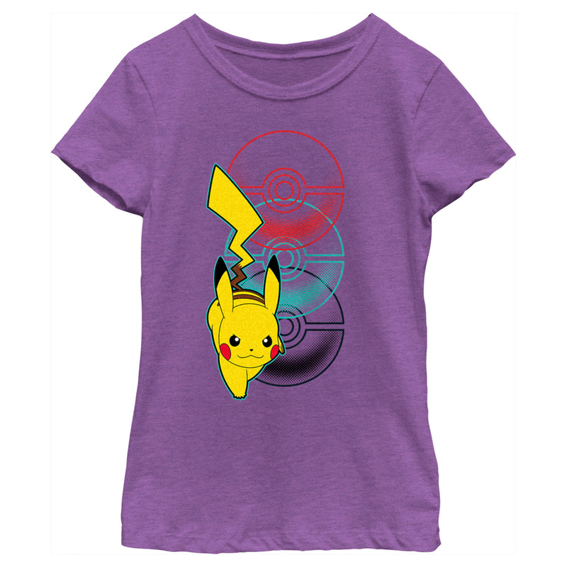 Girl's Pokemon Pikachu Poke Balls T-Shirt