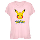 Junior's Pokemon Logo Pikachu Wink T-Shirt