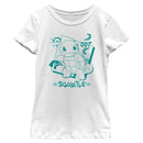 Girl's Pokemon Squirtle Graffiti Outline T-Shirt