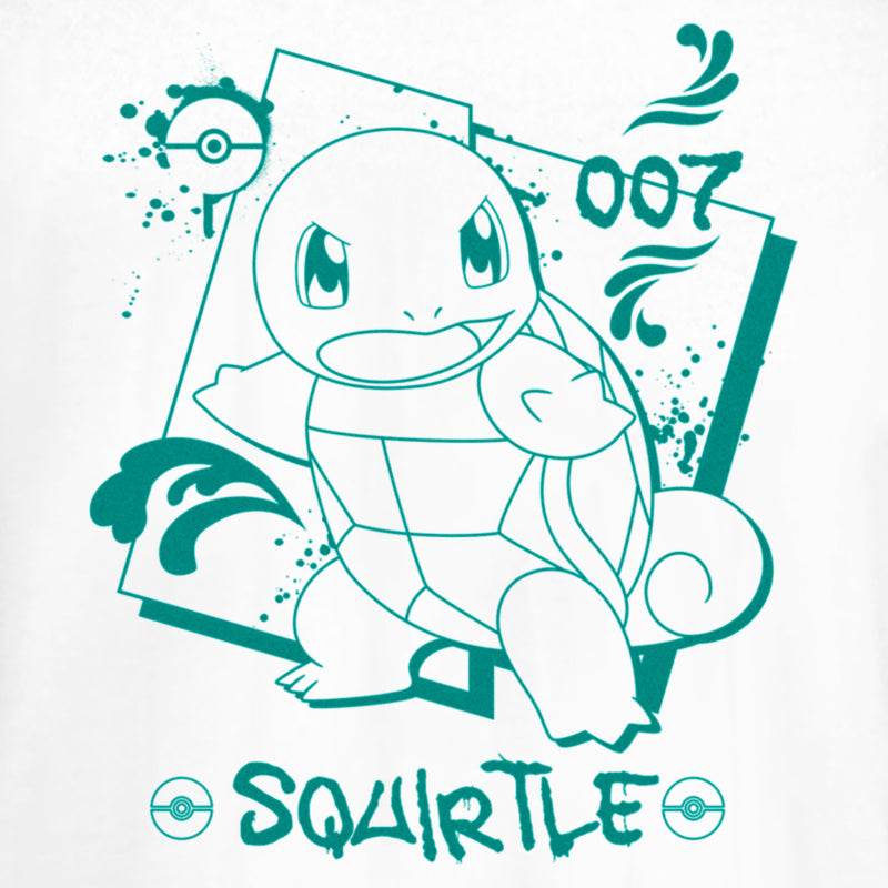 Junior's Pokemon Squirtle Graffiti Outline T-Shirt