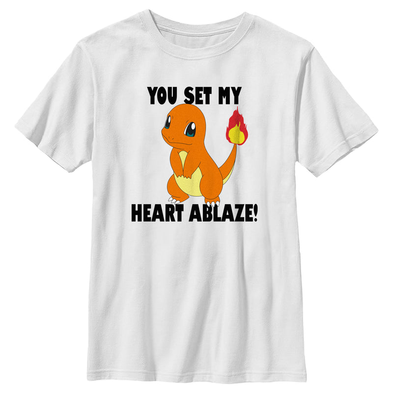 Boy's Pokemon Charmander You Set My Heart Ablaze T-Shirt