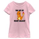 Girl's Pokemon Charmander You Set My Heart Ablaze T-Shirt