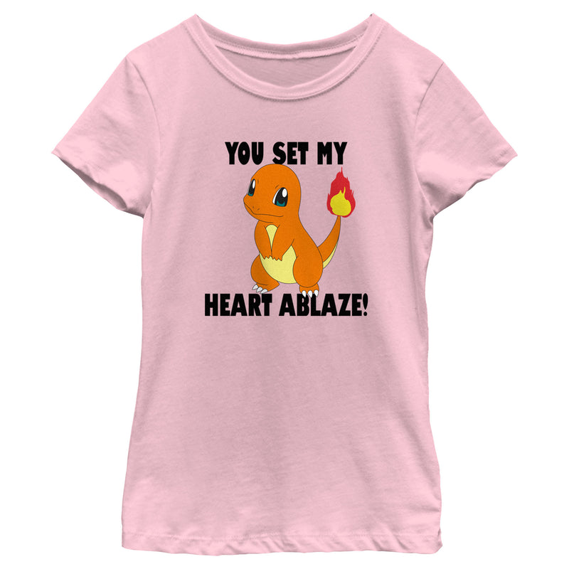 Girl's Pokemon Charmander You Set My Heart Ablaze T-Shirt