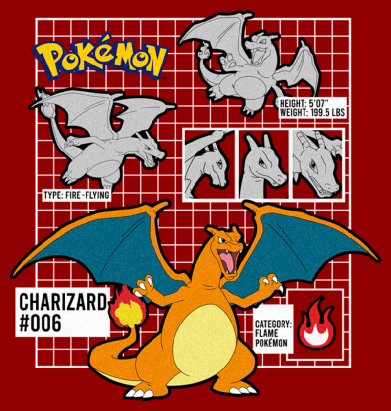 Women's Pokemon Charizard Info Grid T-Shirt