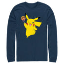 Men's Pokemon Halloween Pikachu Jack-O'-Lantern Caramel Apple Long Sleeve Shirt