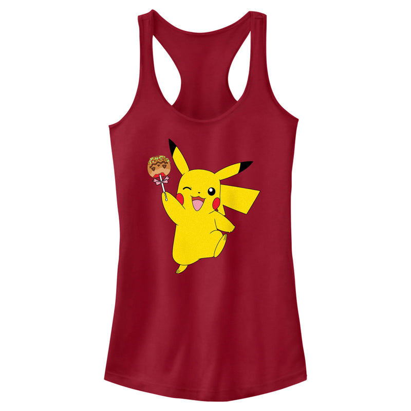 Junior's Pokemon Halloween Pikachu Jack-O'-Lantern Caramel Apple Racerback Tank Top