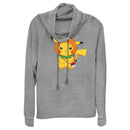 Junior's Pokemon Halloween Pumpkin Pikachu Cowl Neck Sweatshirt