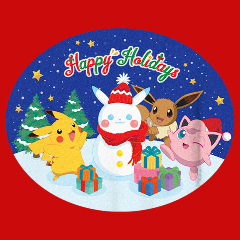 Boy's Pokemon Christmas Happy Holidays Snowman T-Shirt