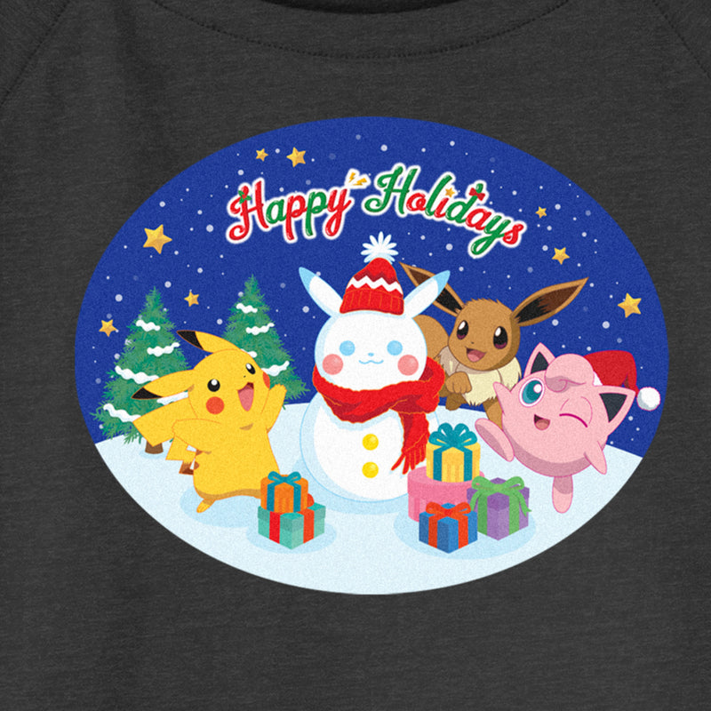 Junior's Pokemon Christmas Happy Holidays Snowman Sweatshirt