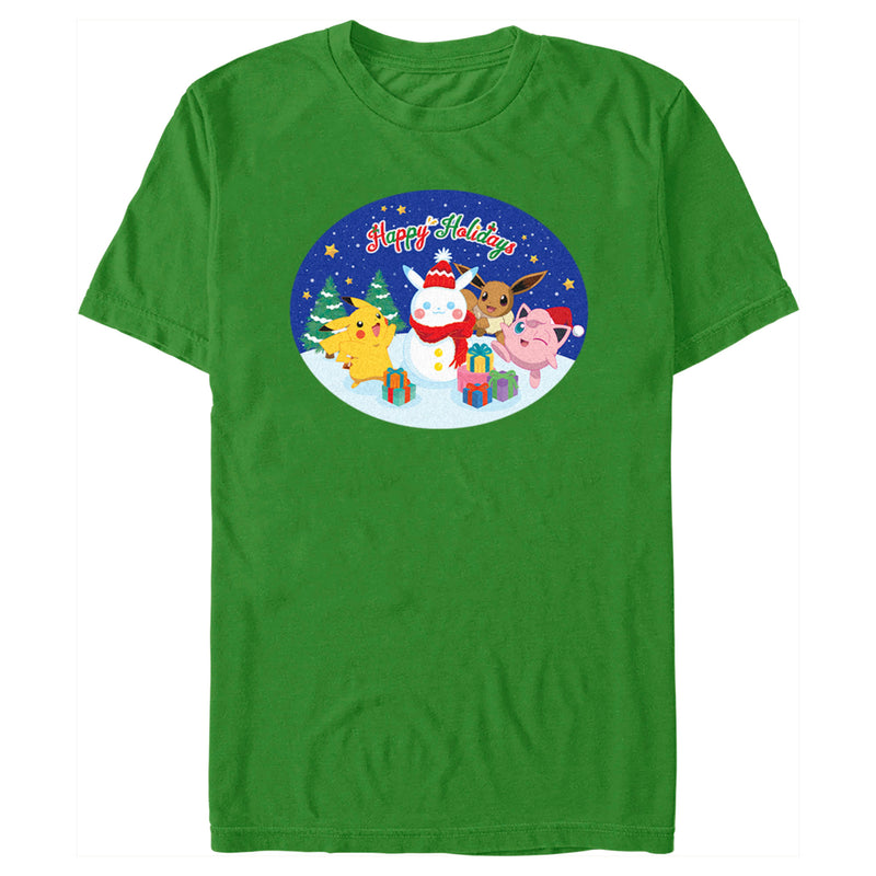 Men's Pokemon Christmas Happy Holidays Snowman T-Shirt