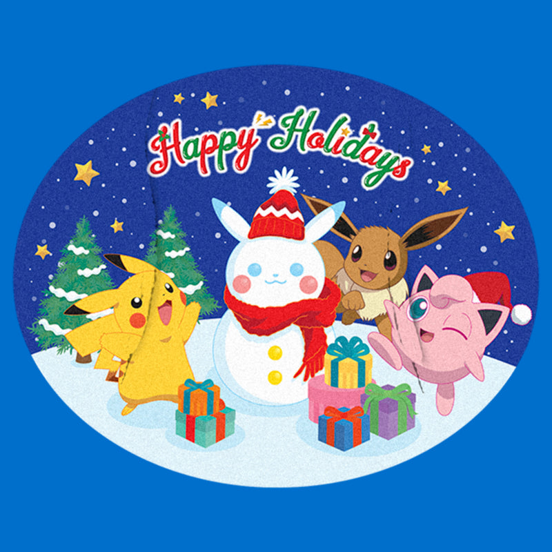 Men's Pokemon Christmas Happy Holidays Snowman Pull Over Hoodie