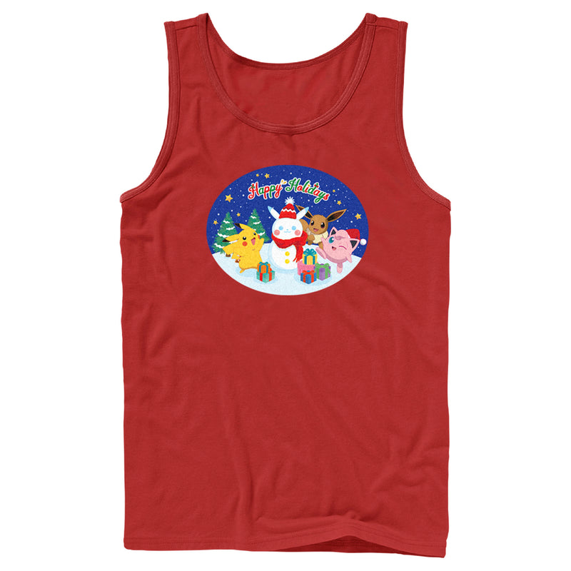 Men's Pokemon Christmas Happy Holidays Snowman Tank Top