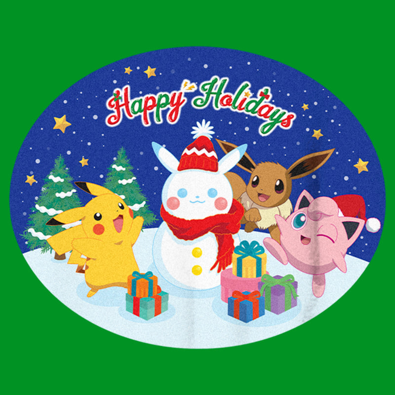 Boy's Pokemon Christmas Happy Holidays Snowman T-Shirt