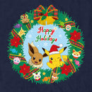 Men's Pokemon Pikachu and Eevee Happy Holidays T-Shirt