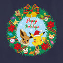 Women's Pokemon Pikachu and Eevee Happy Holidays T-Shirt