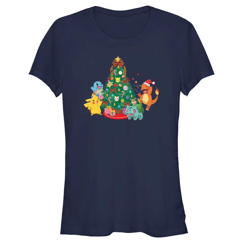 Junior's Pokemon Christmas Tree Characters T-Shirt