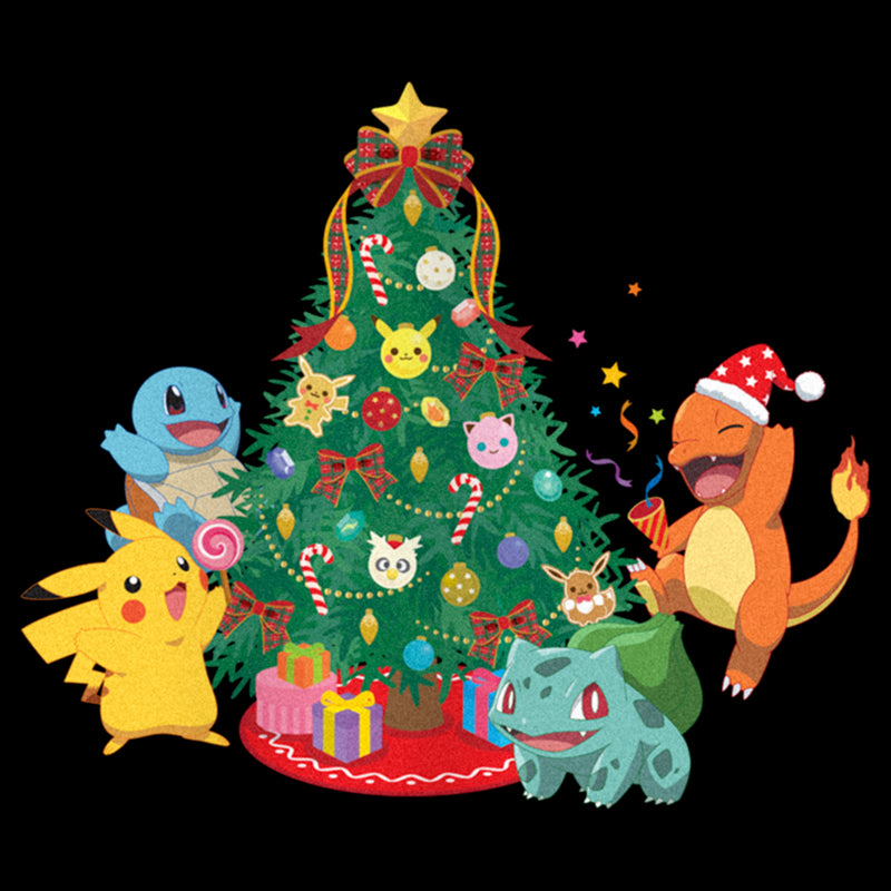 Junior's Pokemon Christmas Tree Characters Cowl Neck Sweatshirt