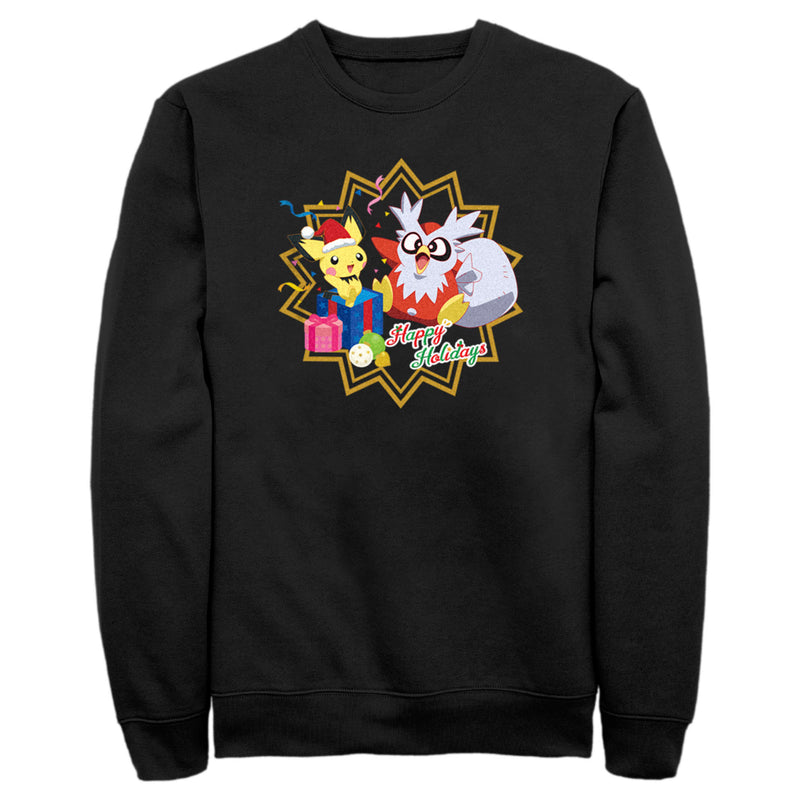 Men's Pokemon Christmas Pikachu and Delibird Happy Holidays Sweatshirt