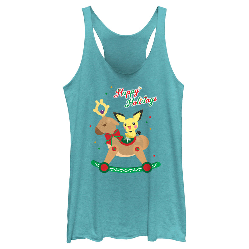 Women's Pokemon Christmas Pichu Rocker Racerback Tank Top