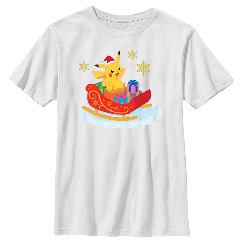 Boy's Pokemon Christmas Pikachu Sleigh T-Shirt