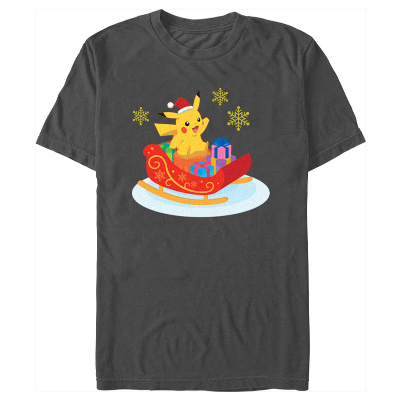 Men's Pokemon Christmas Pikachu Sleigh T-Shirt