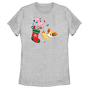 Women's Pokemon Christmas Jigglypuff and Fennekin Stocking T-Shirt