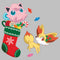 Women's Pokemon Christmas Jigglypuff and Fennekin Stocking T-Shirt