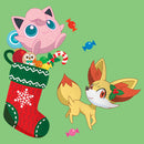 Girl's Pokemon Christmas Jigglypuff and Fennekin Stocking T-Shirt