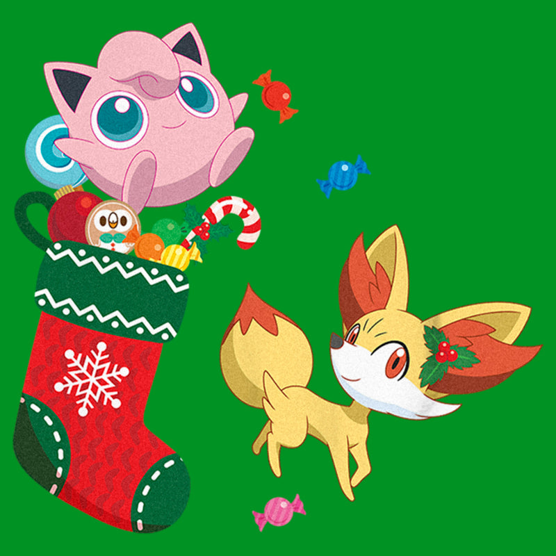 Boy's Pokemon Christmas Jigglypuff and Fennekin Stocking T-Shirt