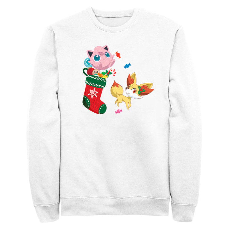 Men's Pokemon Christmas Jigglypuff and Fennekin Stocking Sweatshirt