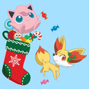 Men's Pokemon Christmas Jigglypuff and Fennekin Stocking T-Shirt