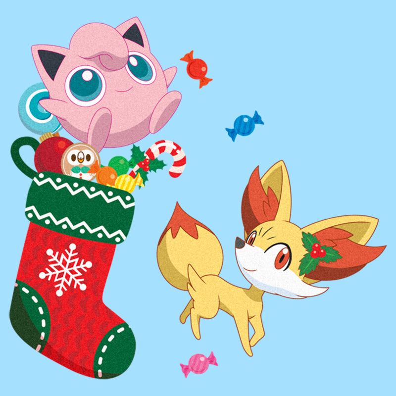 Men's Pokemon Christmas Jigglypuff and Fennekin Stocking T-Shirt