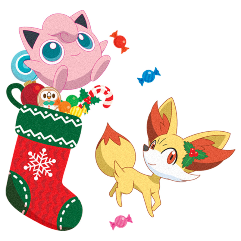 Men's Pokemon Christmas Jigglypuff and Fennekin Stocking Tank Top