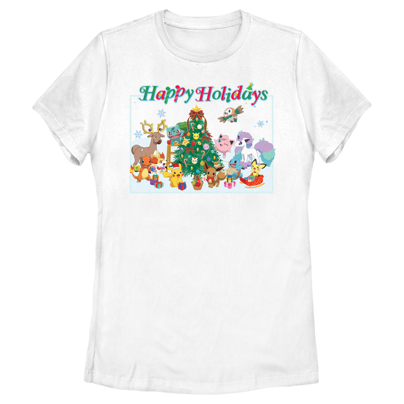 Women's Pokemon Happy Holidays Crew T-Shirt