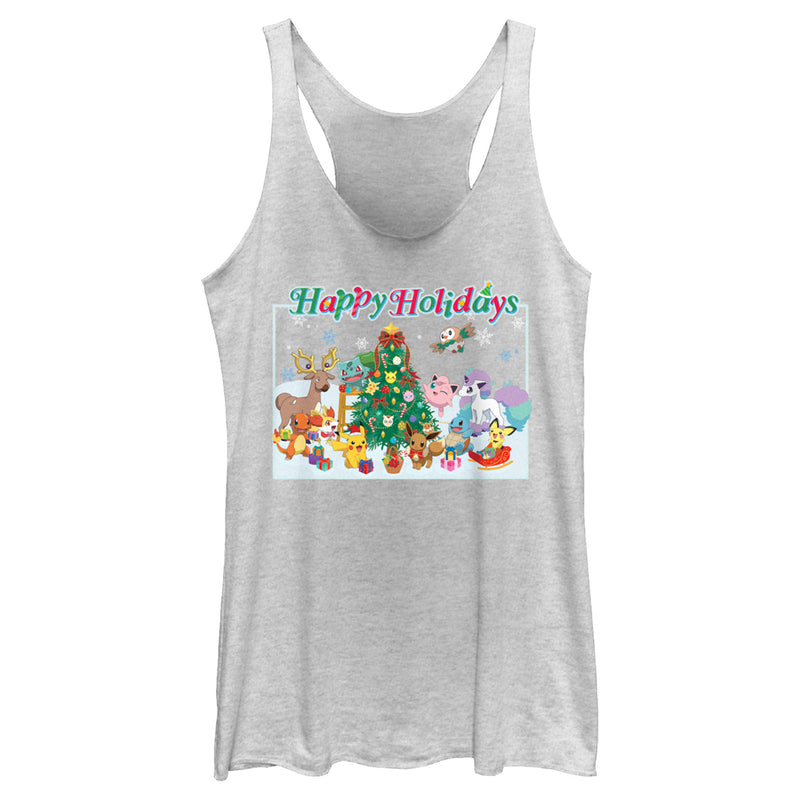 Women's Pokemon Happy Holidays Crew Racerback Tank Top