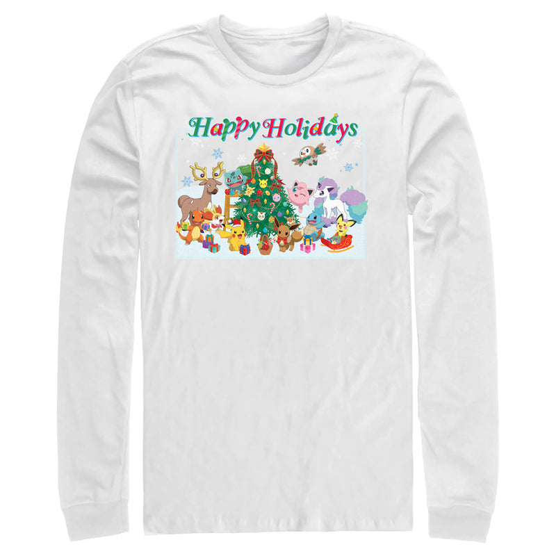 Men's Pokemon Happy Holidays Crew Long Sleeve Shirt