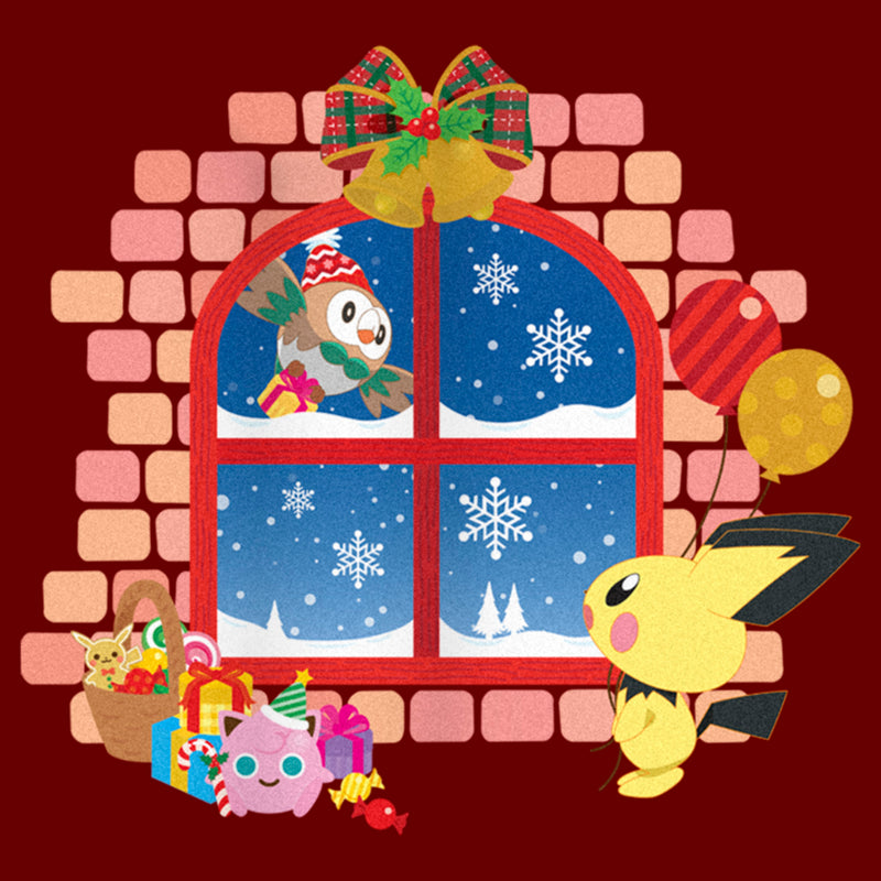 Junior's Pokemon Christmas Window Cowl Neck Sweatshirt