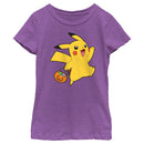 Girl's Pokemon Halloween Trick-or-Treating Pikachu T-Shirt