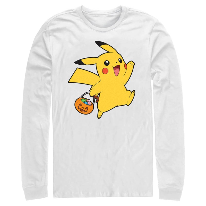 Men's Pokemon Halloween Trick-or-Treating Pikachu Long Sleeve Shirt