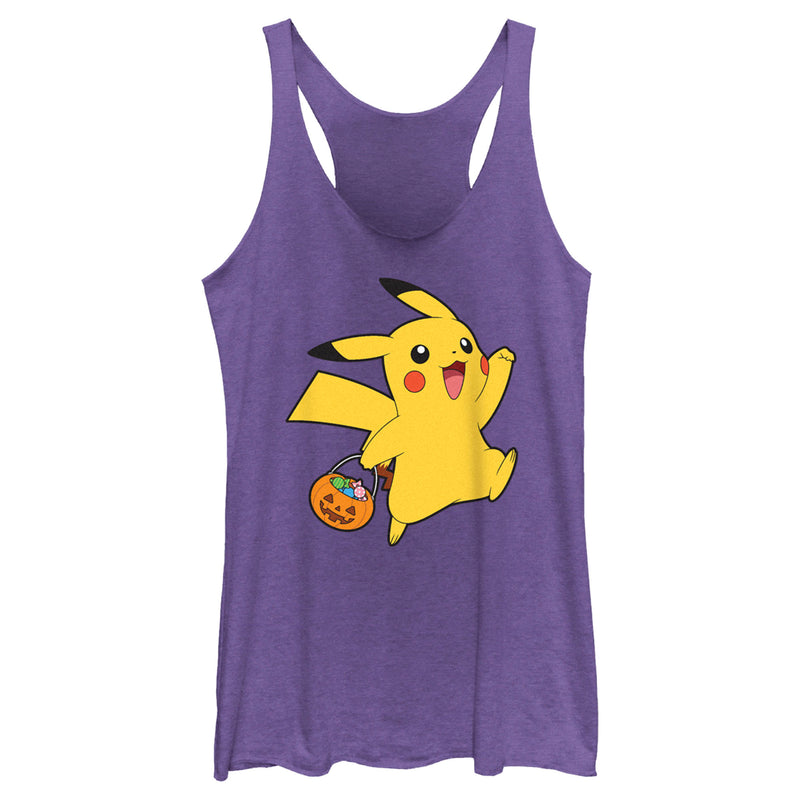 Women's Pokemon Halloween Trick-or-Treating Pikachu Racerback Tank Top