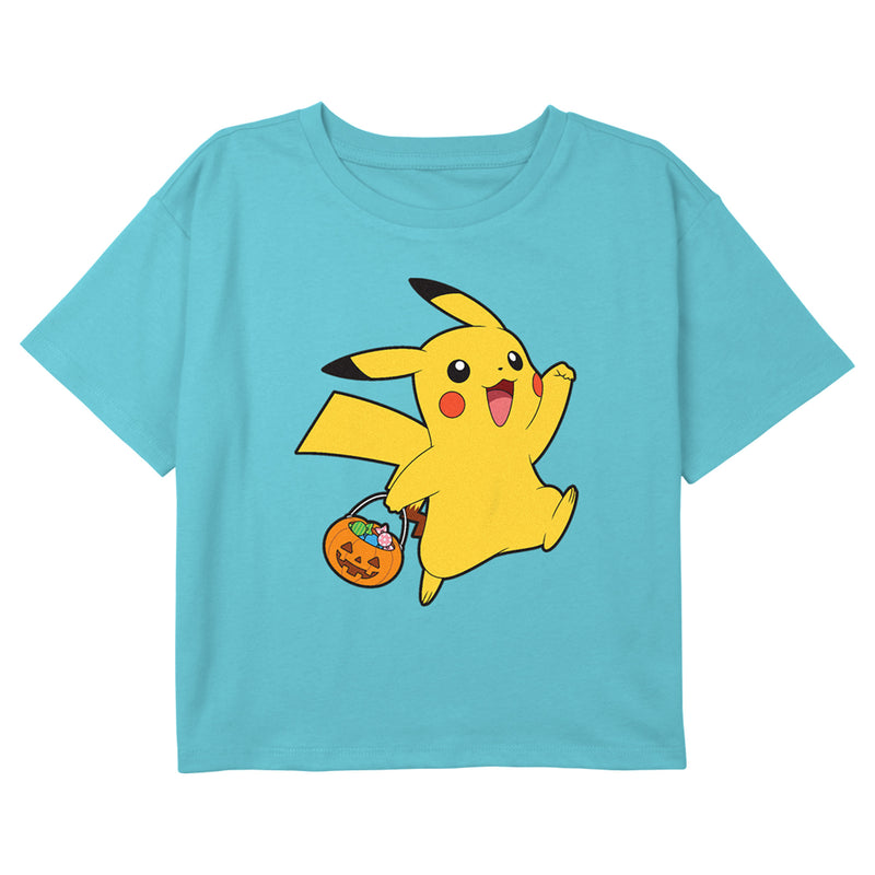 Girl's Pokemon Halloween Trick-or-Treating Pikachu T-Shirt