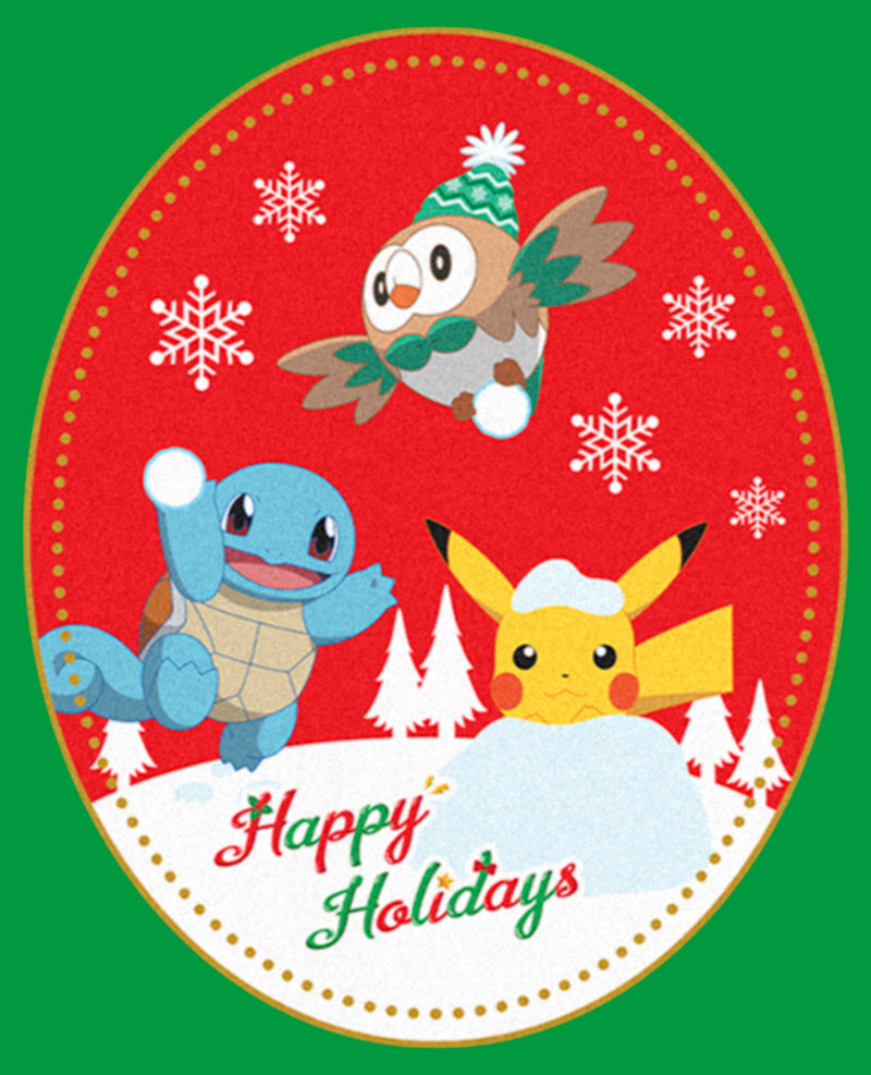 Junior's Pokemon Christmas Happy Holidays Patch T-Shirt