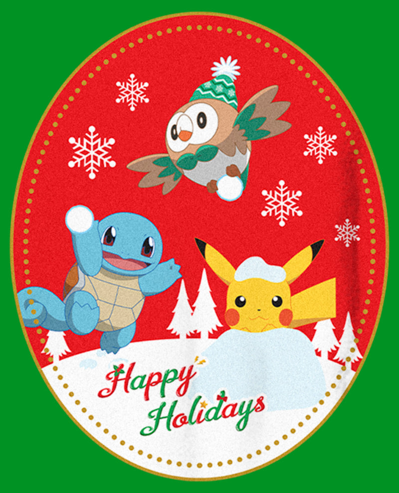 Boy's Pokemon Christmas Happy Holidays Patch T-Shirt