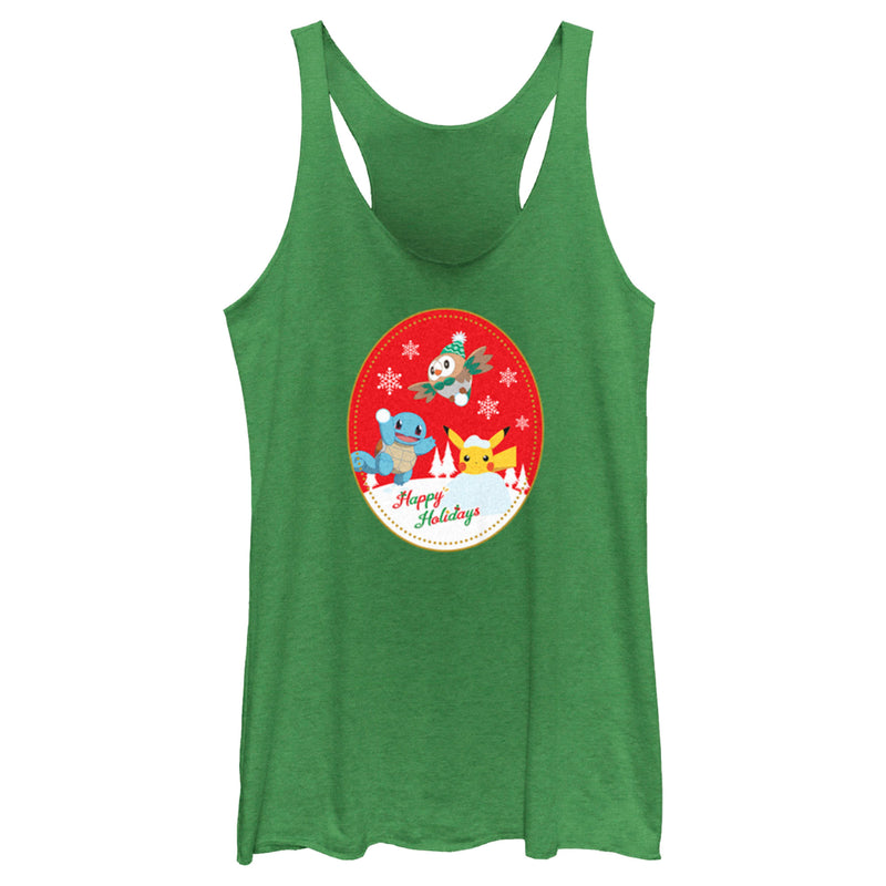 Women's Pokemon Christmas Happy Holidays Patch Racerback Tank Top