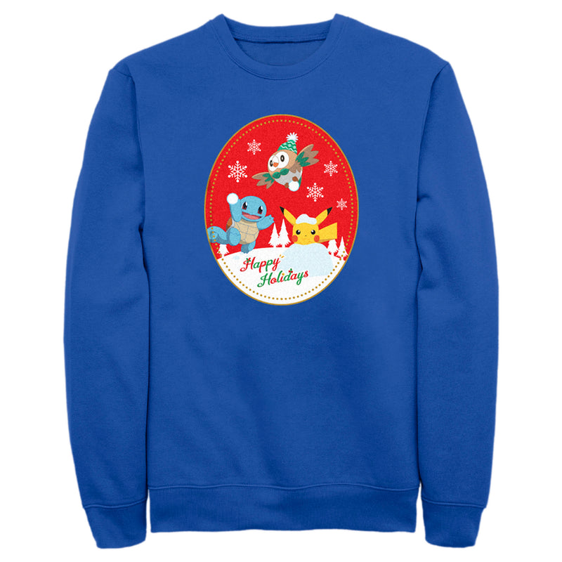 Men's Pokemon Christmas Happy Holidays Patch Sweatshirt