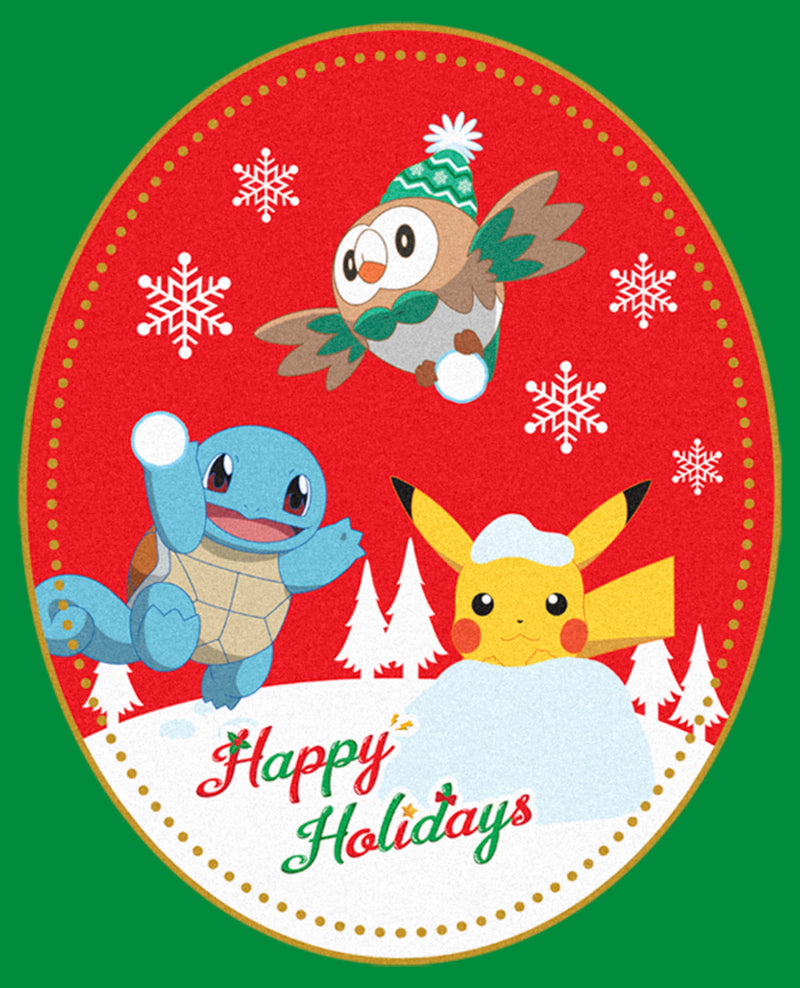 Men's Pokemon Christmas Happy Holidays Patch T-Shirt