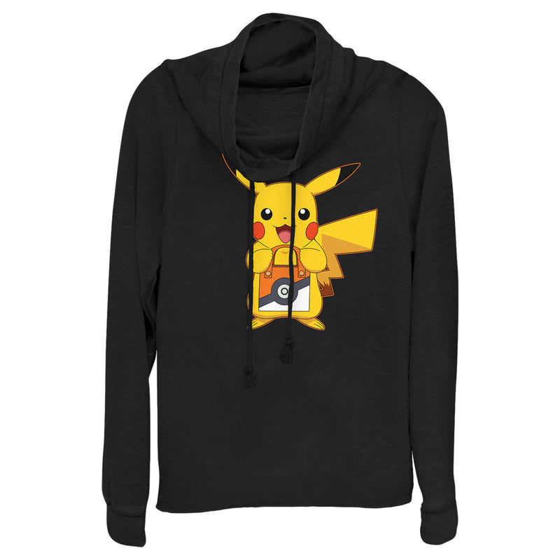 Junior's Pokemon Halloween Trick or Treat Pikachu Cowl Neck Sweatshirt