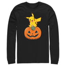 Men's Pokemon Halloween Jack-O'-Lantern Pikachu Long Sleeve Shirt