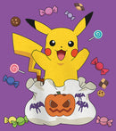 Girl's Pokemon Halloween Pikachu Bag of Candy T-Shirt