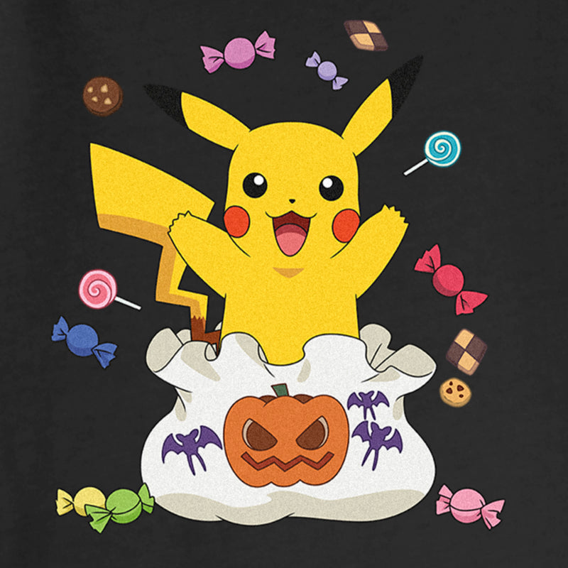 Junior's Pokemon Halloween Pikachu Candy Bag Cowl Neck Sweatshirt